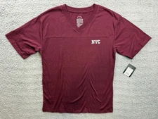 NYC Shirt Girls Youth Large 10/12 Maroon V Neck 35 Jersey Graphic Art Class