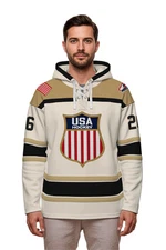 USA Hockey Shield Logo Official Embroidered Performance White Lace Hoodie