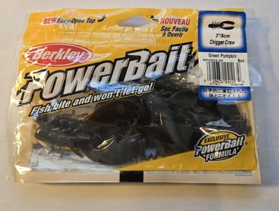 Lot of 3 Berkley Chigger Craw Green Pumpkin PowerBait, 3'', 8ct