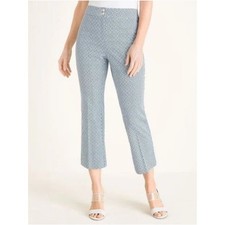 Chicos Women Secret Stretch Straight Leg Crop Pant Blue Geometric NWT Size 12