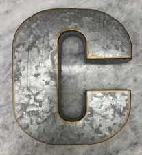 Metal Letter C Galvanized Rustic Industrial Wall Decor 8  Monogram