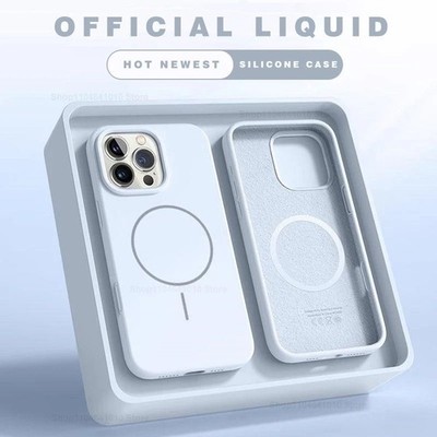 Magnetische MagSafe Silikon Handyhülle für iPhone 12 13 14 15 16 17 Pro Max Plus