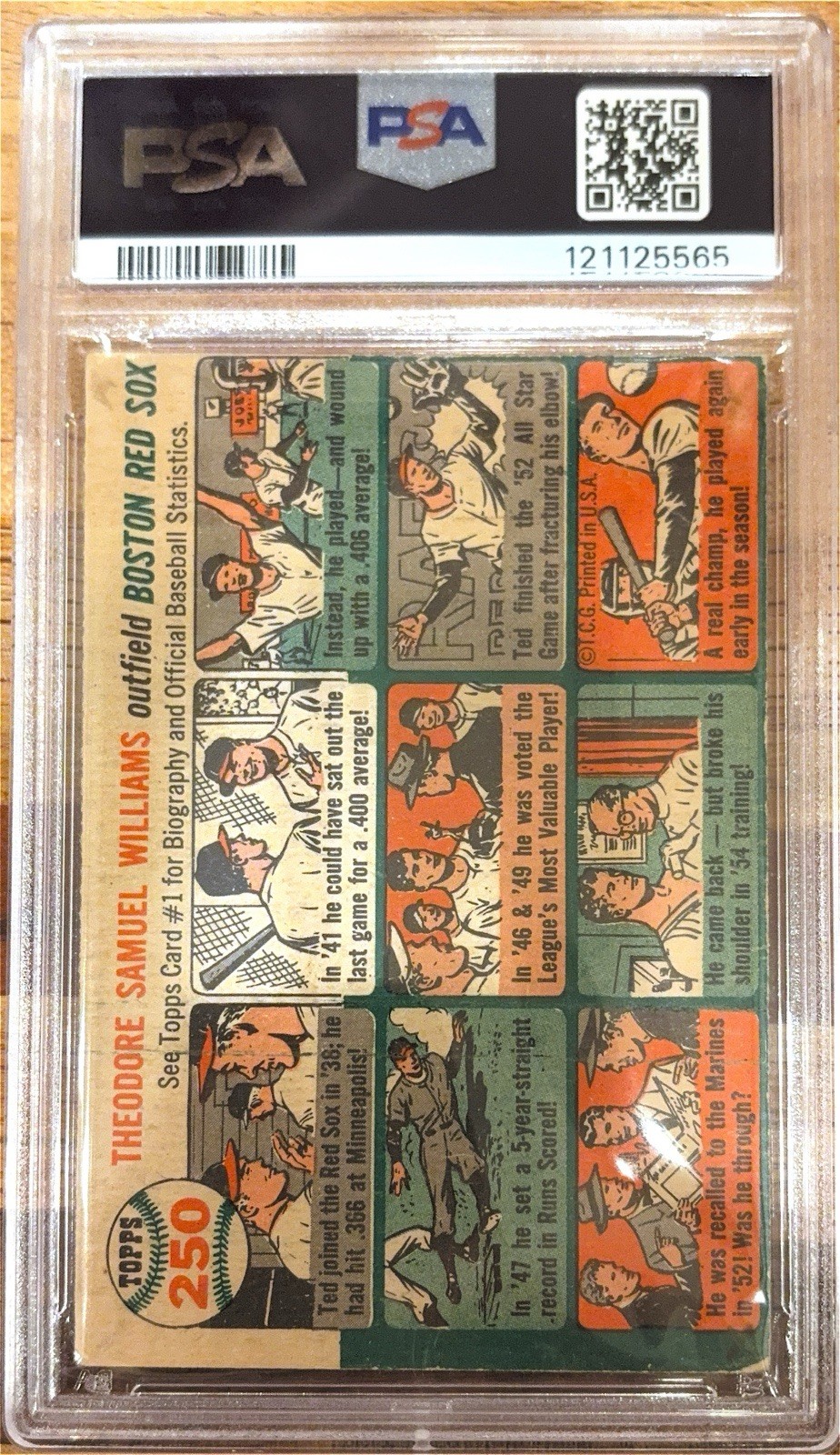 Ted Williams 1954 Topps Baseball #250 PSA 1.5 Vintage Boston Red Sox