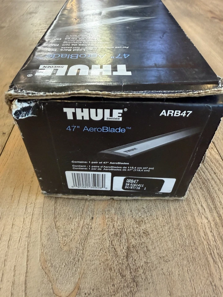 Barras transversales de carga para portaequipajes de techo aeroblade Thule ARB47 47" pulgadas + tapas de extremo tiras de cubierta Foto 3 de 3