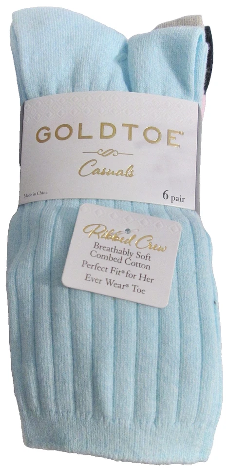 6 pares de calcetines redondos de mezcla de algodón suave acanalados colección informal punta dorada para mujer Foto 3 de 4