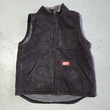 Milwaukee GRIDIRON Sherpa Lined Work Vest Black XL Heavy Duty Canvas Zip