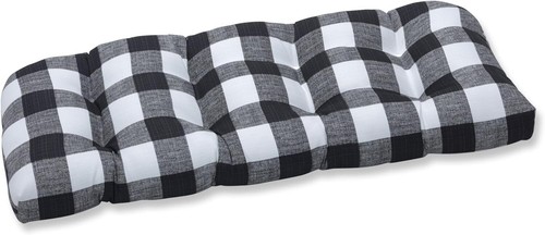 Plush Black Tufted Loveseat Cushion - Indoor/Outdoor Water-Resistant Comfort - Picture 2 of 3