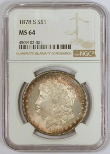 1878-S Morgan Silver Dollar Coin from the San Francisco Mint, Graded MS64 by NGC