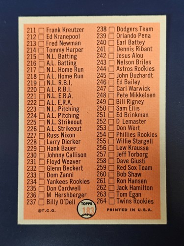 Tarjetas de béisbol Topps 1966 completan tu conjunto que elijas elegir cada una #151 - 300 - Imagen 55 de 231