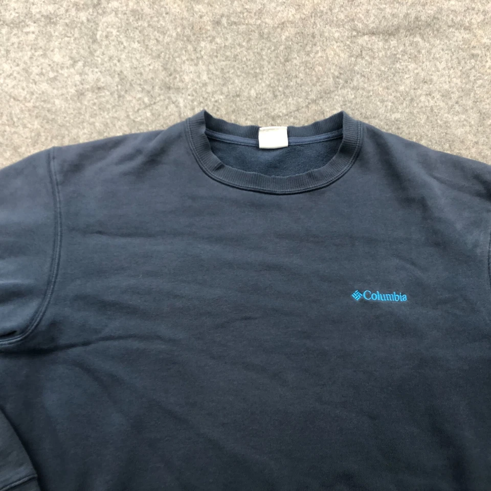 Columbia Sudadera Para Hombre Grande Azul Cuello Redondo Vellón Bordado Deletrear Senderismo Foto 4 de 4