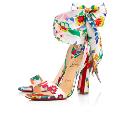 Christian Louboutin Crosse Du Desert 100 Bloomy Lace Up Tie Sandal