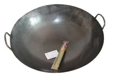 Wok Pfanne 55 cm Ø (22 Zoll) runder Boden Carbon Stahl 2 Henkel China Gastronomi - Bild 1 von 4