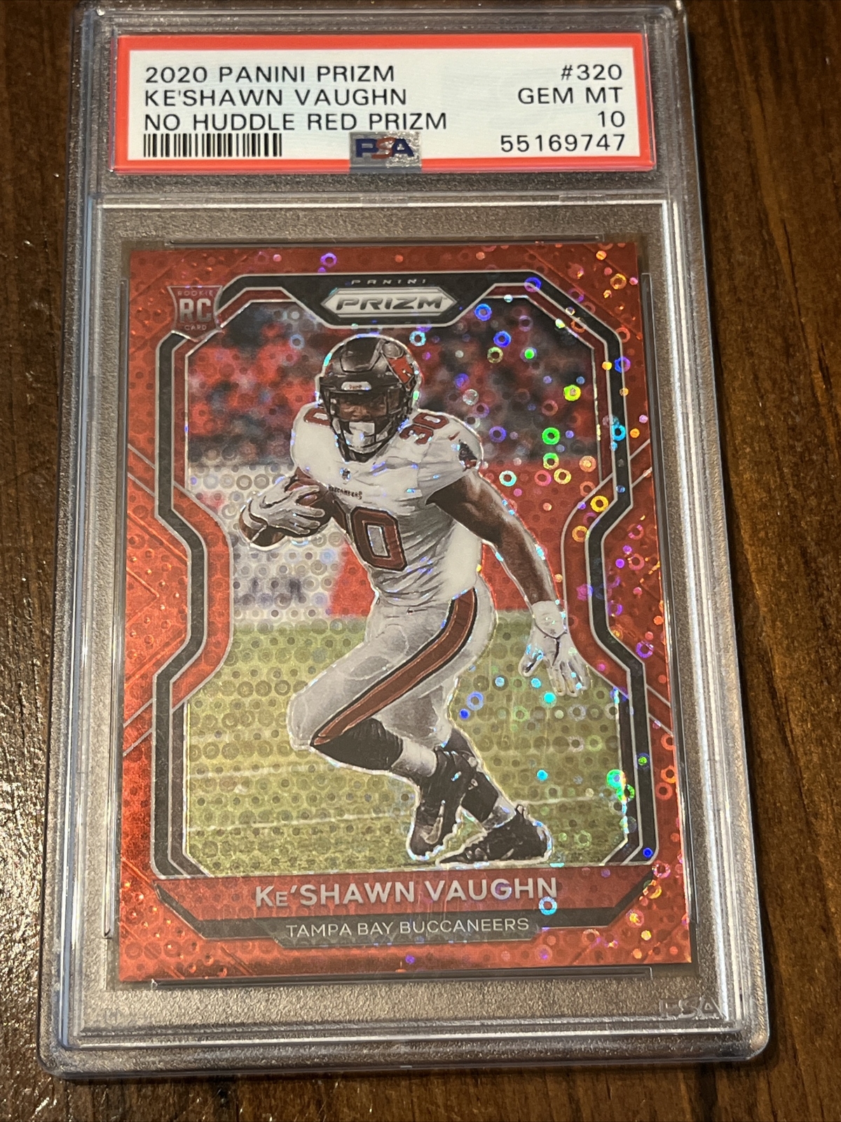 2020 Prizm KESHAWN VAUGHN #320 Rookie No Huddle Red PSA10 GEM MINT 46 /50