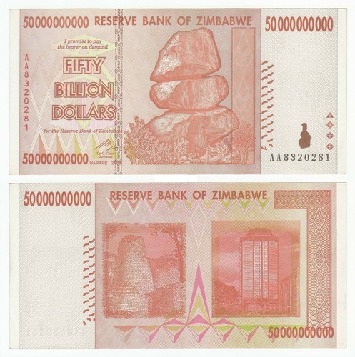 Zimbabwe Currency 50 Billion Dollars Banknote 2008 Circulated EF to AUNC P-87 - Bild 1 von 1