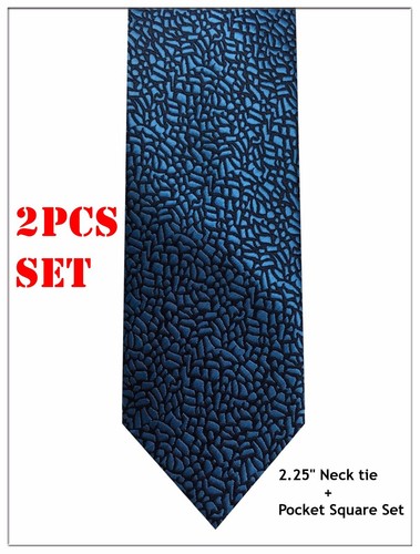 New Earthquake Men's 2.25" Skinny Neck tie & Hanky Set Wedding Party Prom Formal - Picture 3 of 7