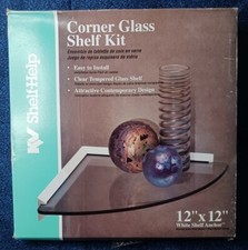 KV Knape Vogt Clear Glass Corner Shelf Kit with White Shelf Anchor 12