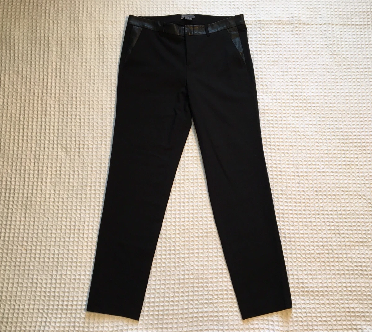 Leather trim pants clearance