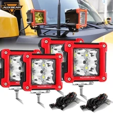 4PCS 3" INCH Red Face LED Light Bar Offroad Fog Pods For Ford Bronco 2021 2022+