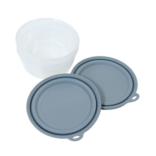 Whisker City Pet Cat Wet Food Storage Container Bowls Gray Silicone Lids 2-Pack - Picture 3 of 4