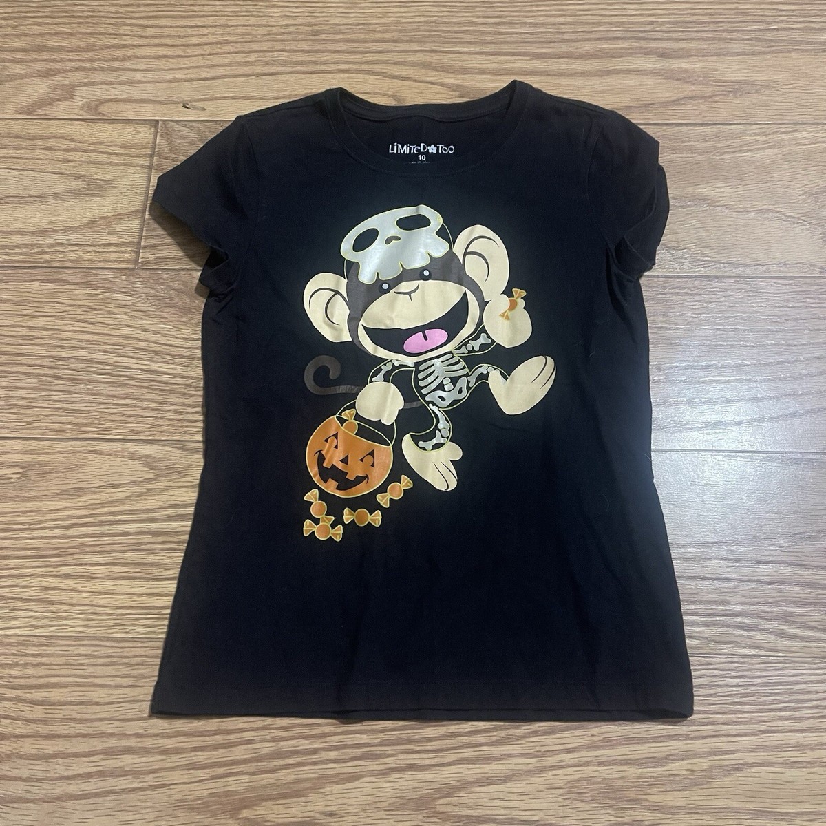 Y2K 2000s Limited Too Halloween Monkey Candy Shirt Size Girls