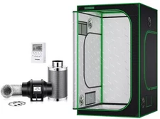 VIVOSUN Indoor Grow Tent 4'x4' Non toxic Mylar W/4" Inline fan kit,7-day Timmer