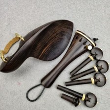 4/4 natural ebony violin pegs  chin rest  tailpiece tailpipe fine tuner stand