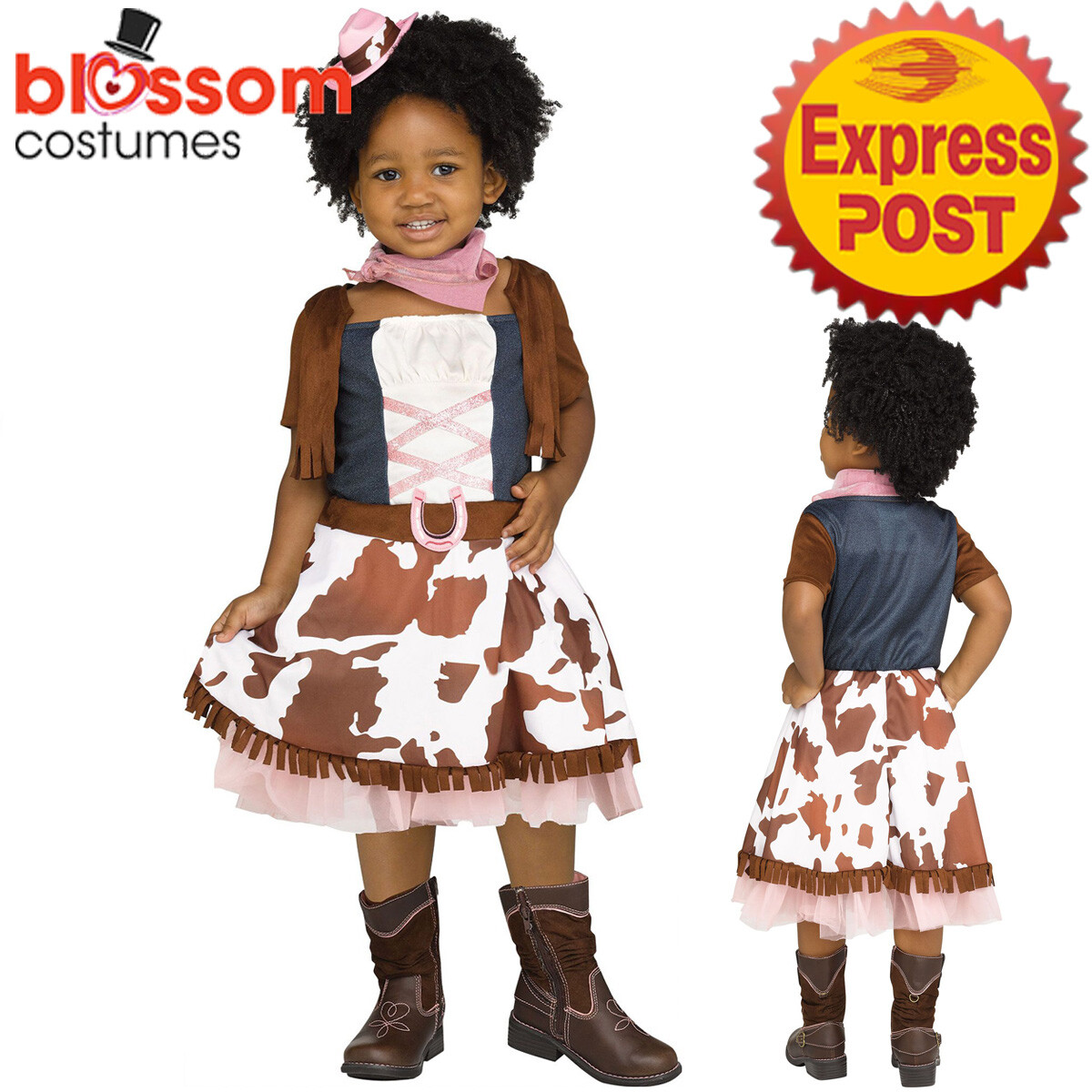 CK2386 Girls Rodeo Rider Cowgirl Costume Sheriff Wild West Toddler 