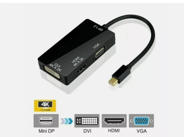 10X 3in1 Displayport DP Male To HDMI/DVI/VGA Female Adapter Converter Cbl 1080P - Image 4 of 4