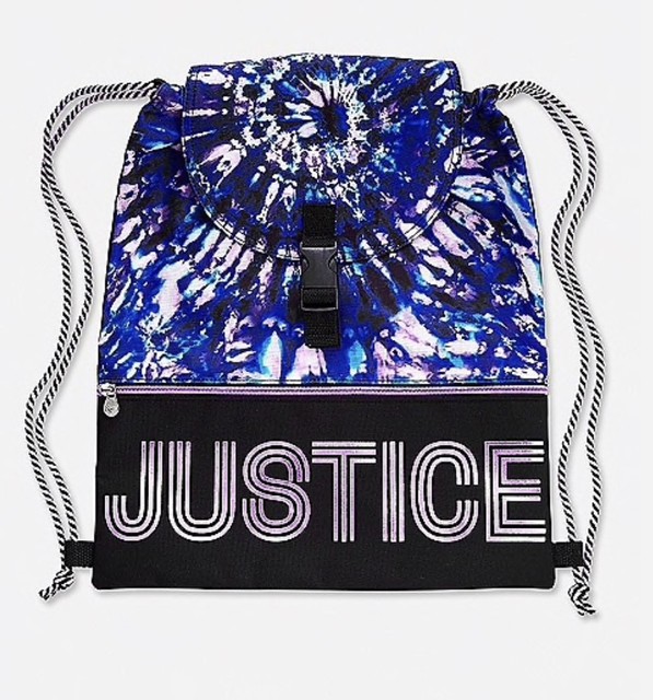 NWT JUSTICE Girls Tie Dye Lightweight Drawstring Rucksack Backpack eBay