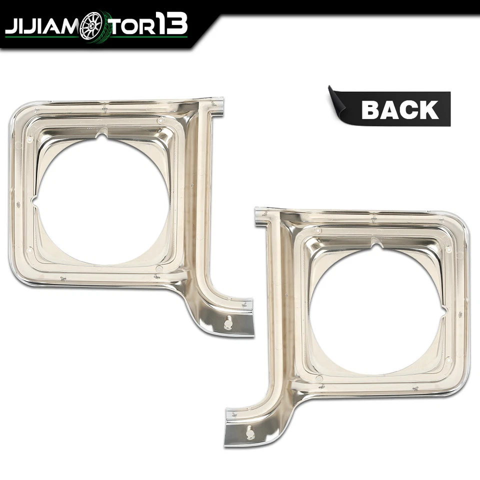 Par de bisel de faros plateados aptos para camioneta Chevy GMC C/K 1973-1978 Foto 4 de 4