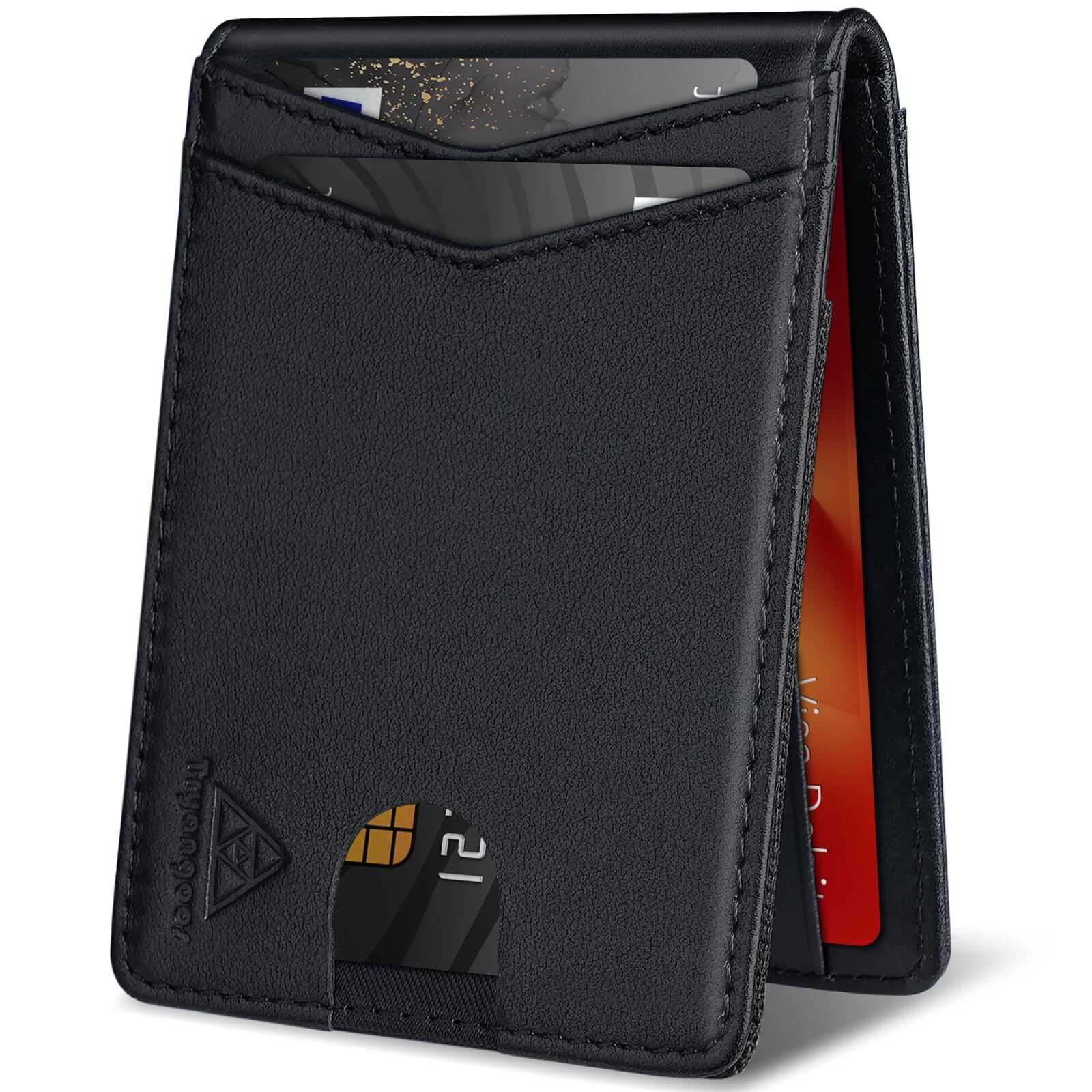 Men's RFID Blocking Genuine Leather Bifold Wallet with Magnetic Closure-image