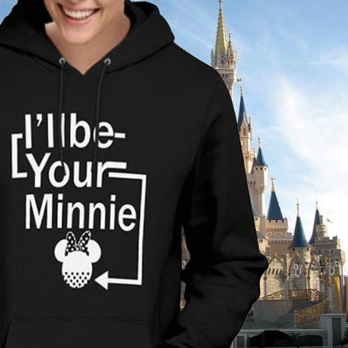 VALENTINO Felpa con cappuccio divertente Couple I'll Be Your Minnie con stampa grafica