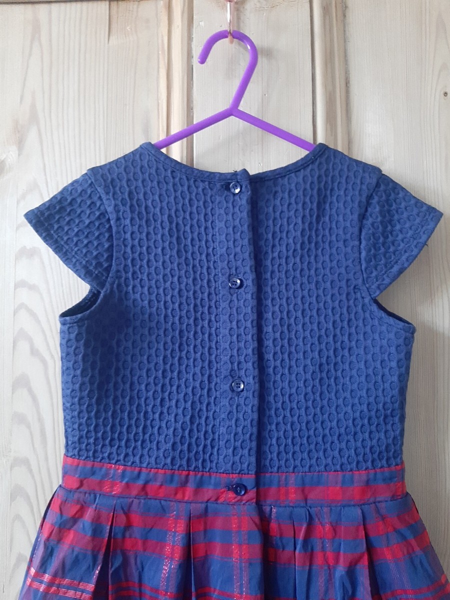 Jasper Conran Girls Dress Blue Red Tartan Fit Flare Capped