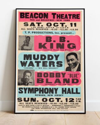 BB King Muddy Waters Bobby Bland 1980 Tour Poster - Live Up To 36''