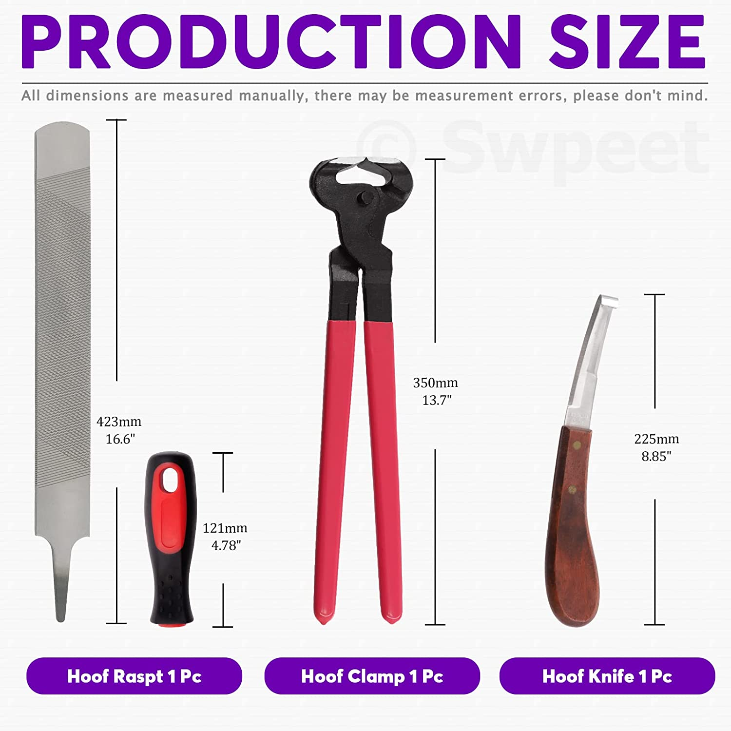 Swpeet 12Pcs Professional Farrier Tools With Roll Pack