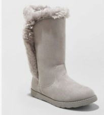 Cat  Jack Girls Size 6 Gray Shearling Furry faux Boots Hart
