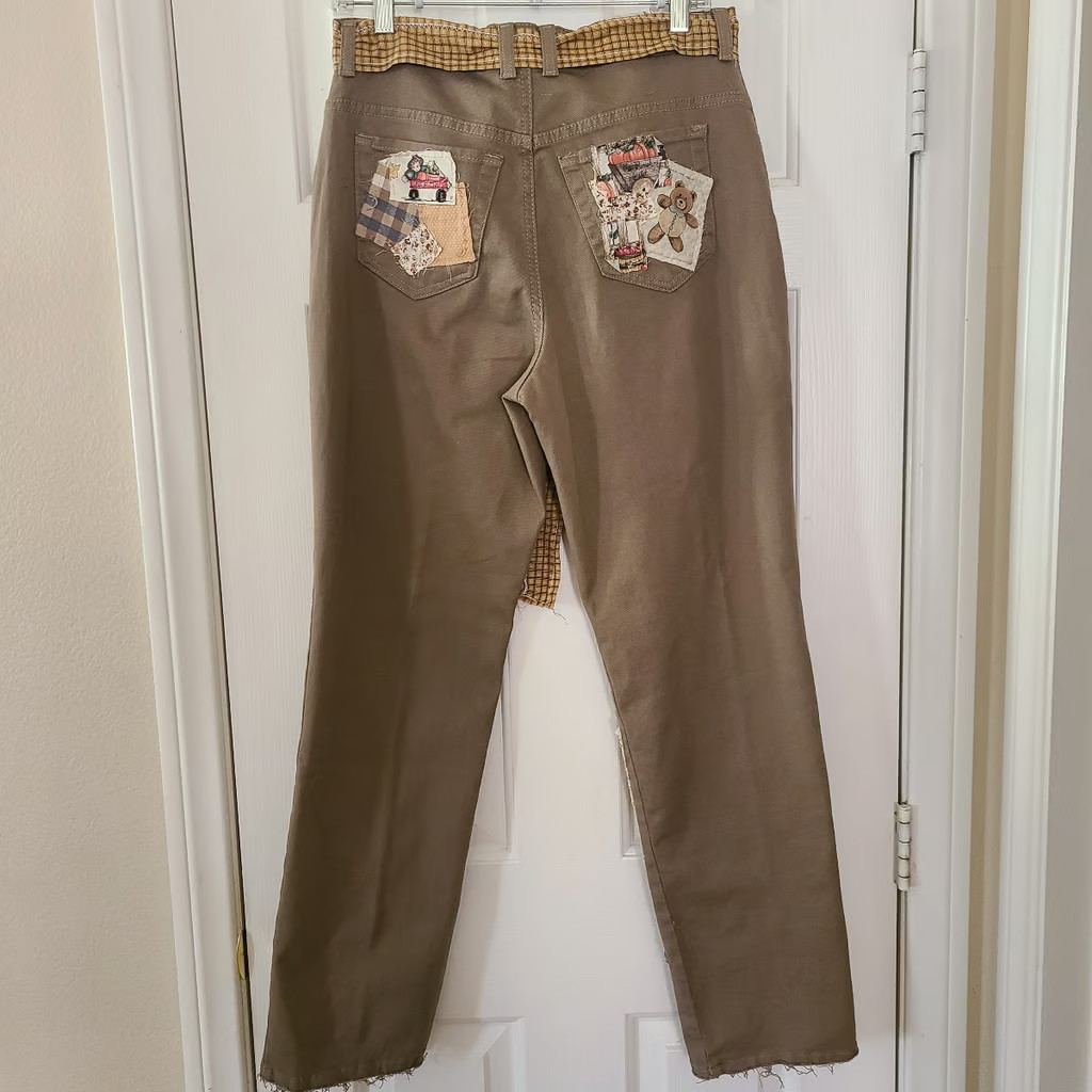 Upcycled Fall Scarecrow Patchwork Jeans Patched B… - image 6