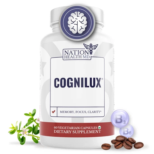 NATION HEALTH MD Cognilux, Brain Supplements for Memory and Focus with Niacin