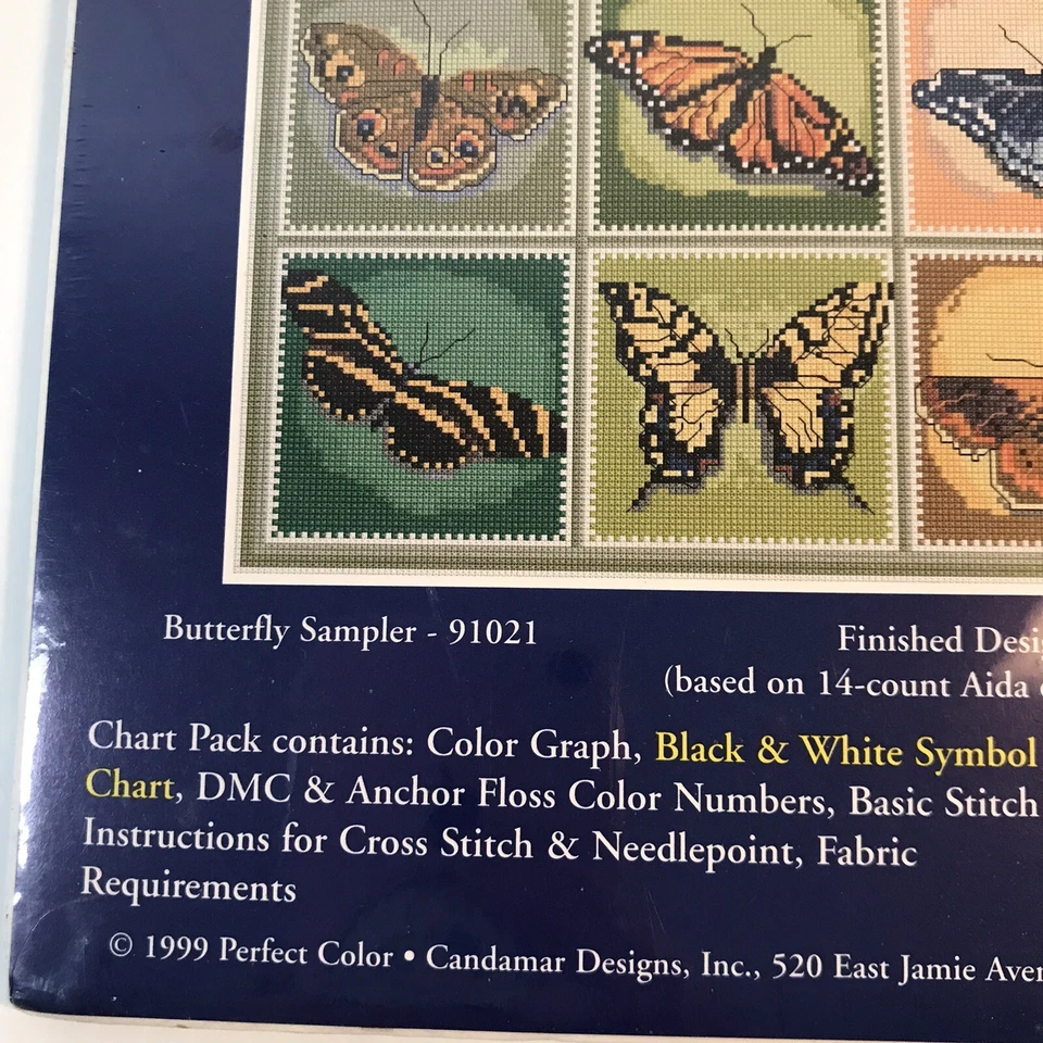 Carta de colores perfecta punto de cruz muestra de mariposa 91021 1999 tamaño completo Foto 4 de 4