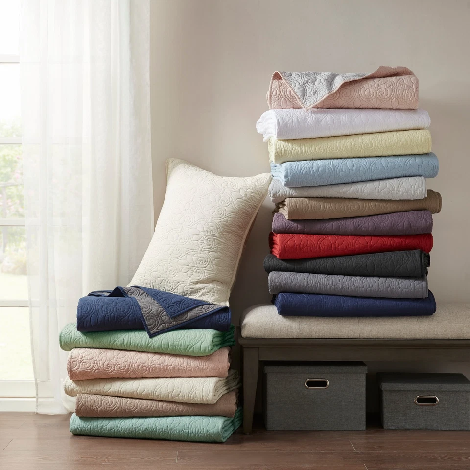 Madison Park Quebec Quilt Set, Damask Stitching Design, Cotton Filled, 3 Pieces - Image 4 of 4