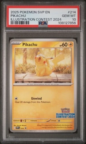 PIKACHU POKEMON ILLUSTRATION CONTEST 2024 BLACK STAR PROMO 214 GRADED PSA 10 GEM