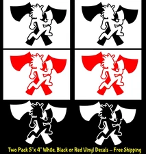 Psychopathic Records Hatchetman ICP - Insane Clown Posse Two 5" Vinyl Decals