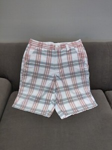 FADED GLORY Men's White Plaid 100% Cotton Shorts, size 30