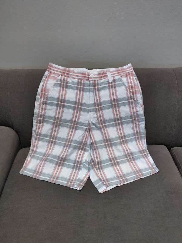 FADED GLORY Men's White Plaid 100% Cotton Shorts, size 30