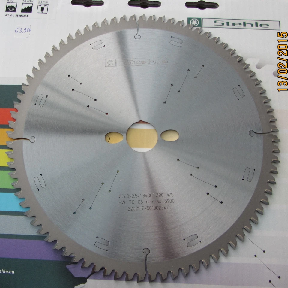 HM/Widia Kreissägeblatt 260 x 30 Z 80 Stehle für Festool Kapex wie 494605
