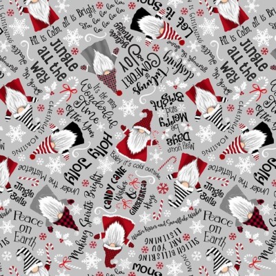 Fat Quarter Timeless Treasures Gonk Wichtel Weihnachtsschrift 100% Baumwollstoff