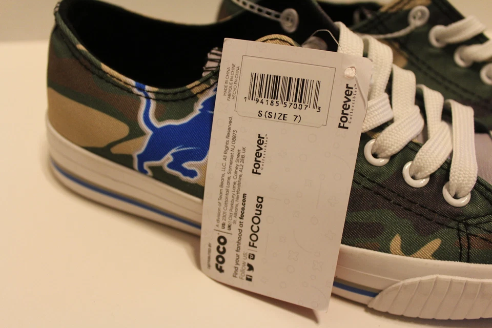 Foco NFL Detroit Lions Camuflaje Encaje Corbata Parte Superior Baja Lona Zapatos Mujeres Talla 7 Nuevos sin Caja Foto 4 de 4