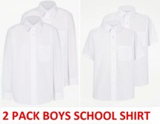 Boys School Shirts 2 Pack Long Short Sleeve Shirts White Age 3-18 School Uniform