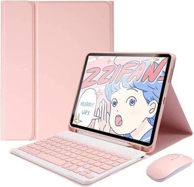 Slim Leder Bluetooth Tastatur Hülle & Maus für iPad Pro 11'' 2/3/4 Gen - Pink