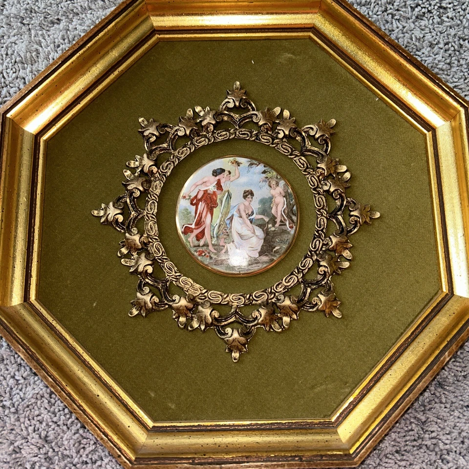 Sungott Art Studios NY Porcelana Esmaltada a Mano Borde Oro 24K Enmarcado 11.5x11.5 @2 Foto 4 de 4